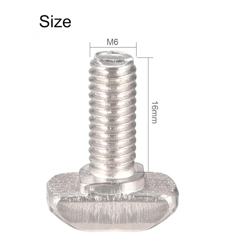 NACX M6 x 16mm T-Slot Drop-in Stud Sliding Bolts, Carbon Steel Hammer Head Bolt T Screw, T-Bolt T Shape Stud Sliding Screw for 30 Series Aluminum Profile, 25PCS - Image 2